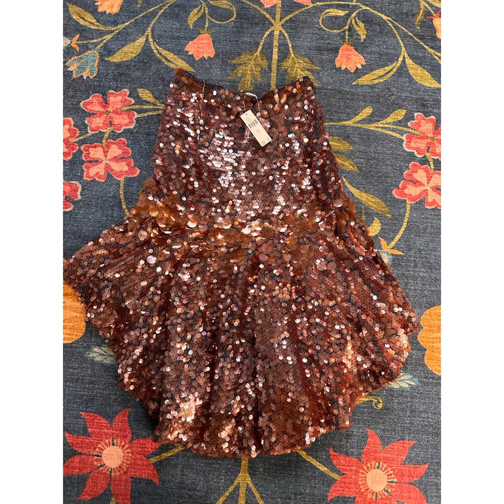 NWT Anthropologie Dhruv Kapoor Leonita Sequin Asymmetrical Skirt Size 0 - Picture 6 of 11